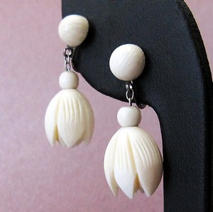 （画像用） 象牙アイボリー・銀製　 チューリップイヤリング
