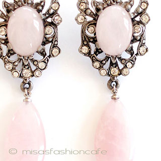 （画像用） ローズクオーツ 天然石イヤリング