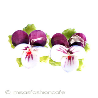 （画像用） パンジー・すみれの花 英国製　ポーセリン