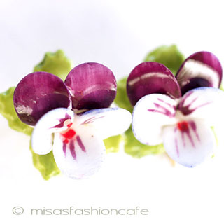 （画像用） パンジー・すみれの花 英国製　ポーセリン