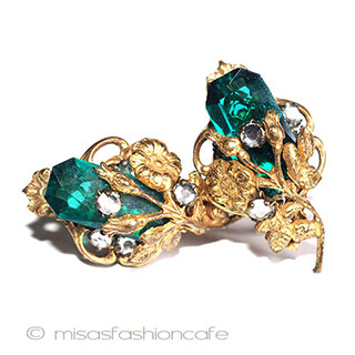 （画像用） Haskell初期　イヤリング 金花　エメラルドグラス