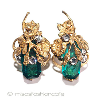 （画像用） Haskell初期　イヤリング 金花　エメラルドグラス