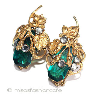 （画像用） Haskell初期　イヤリング 金花　エメラルドグラス