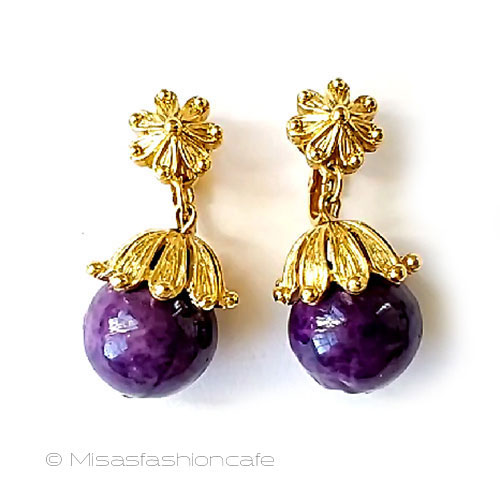 （画像用） Trifari　 トリファリ グレープ花イヤリング