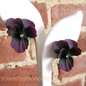 （画像用） ドイツ製 イヤリング パンジー・スミレ