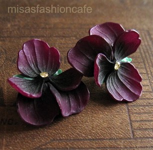 （画像用） ドイツ製 イヤリング パンジー・スミレ