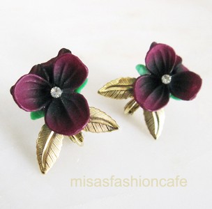 （画像用） フラワー イヤリング パンジー・スミレ