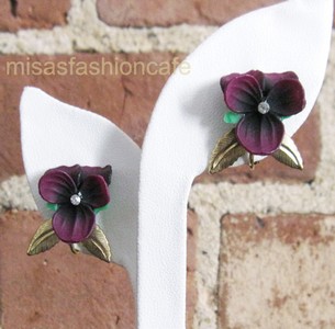 （画像用） フラワー イヤリング パンジー・スミレ