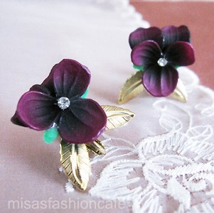 （画像用） フラワー イヤリング パンジー・スミレ