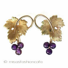 （画像用） 14Kgf 天然アメジスト グレープ葡萄イヤリング