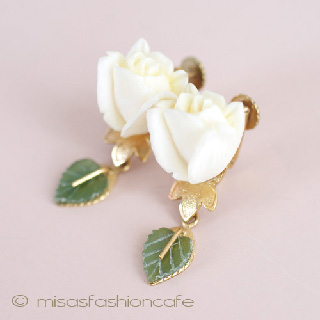 （画像用） 本象牙・ヒスイ　12K　 ローズ イヤリング