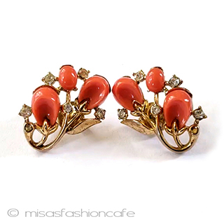 （画像用） ビンテージジュエリー トリファリ花イヤリング