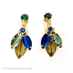 （画像用） ヴィンテージジュエリー ガラス＆エナメルの葉