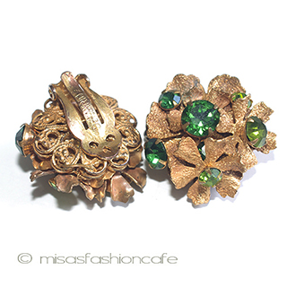 （画像用） Ｄｅ　Ｍａｒｉｏ　ＮＹ　 グリーン花イヤリング