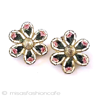 （画像用） イタリア製イヤリング モザイク・フラワー