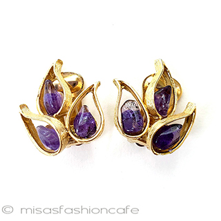 （画像用） SWOBODA　イヤリング 天然石アメジストの葉