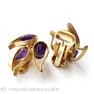 （画像用） SWOBODA　イヤリング 天然石アメジストの葉