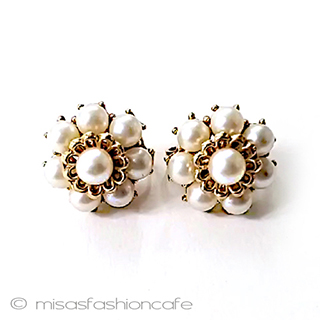 （画像用） ヴィンテージイヤリング トリファリ　パールフラワー