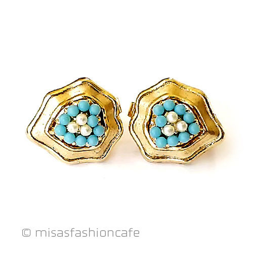 （画像用） Trifari　 トリファリ パール＆ブルー金ハート