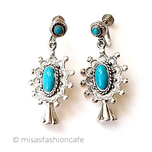 （画像用） ヴィンテージイヤリング ターコイズ　スター