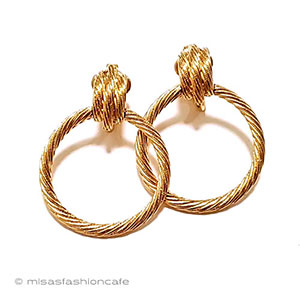 （画像用） Trifari　 トリファリ 金フープ　 イヤリング