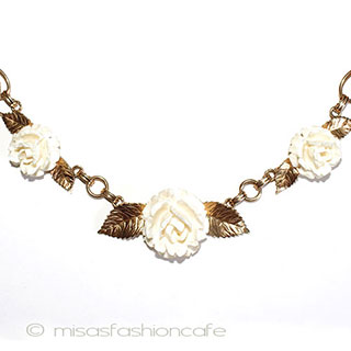 （画像用） 象牙アイボリー12Kgf ローズ　ネックレス