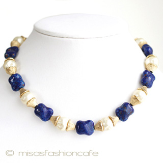 （画像用） Ｔｒｉｆａｒｉトリファリ　ネックレス バロックパールｘラピス