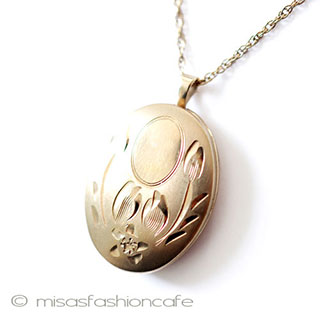 （画像用） 14Kgf　お花ロケット アンティーク　ネックレス