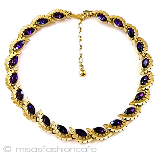 （画像用） Trifari　 トリファリ パープル金葉ネックレス