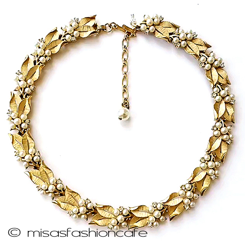 （画像用） ヴィンテージネックレス トリファリ　パール花