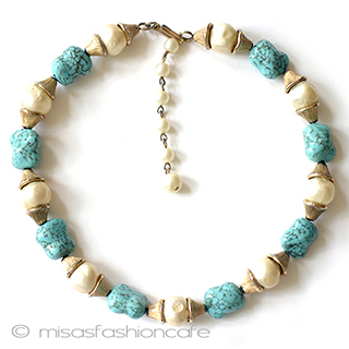 （画像用） Trifari　 トリファリ パール＆ターコイズ