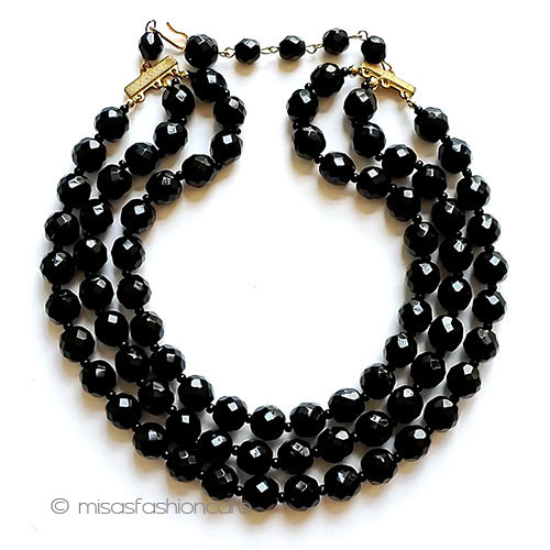 （画像用） ヴィンテージネックレス ３連フレンチジェット