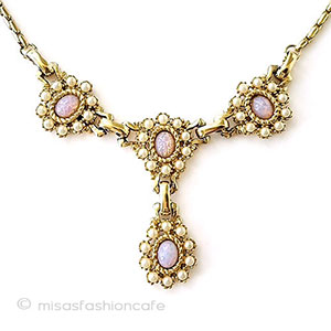 （画像用） ヴィンテージネックレス オパール＆パールの花