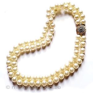 （画像用） Trifari　 トリファリ パール2連お花金具