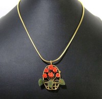 （画像用） アンティーク 珊瑚コーラルの花かご