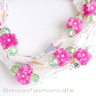 （画像用） Ｖｅｎｄｏｍｅ　ネックレス 　小花ｘクリスタル