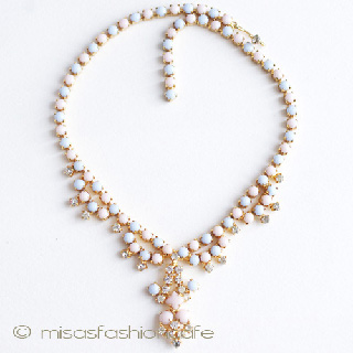 （画像用） ベビーピンク＆ブルー ガラス＆RS ネックレス