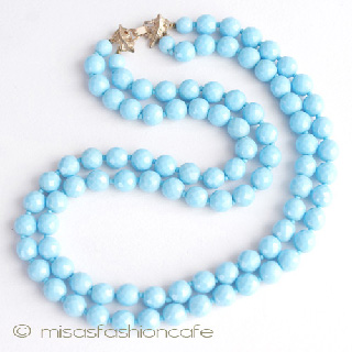 （画像用） Castlecliff ブルーガラス 豪華２連　ネックレス