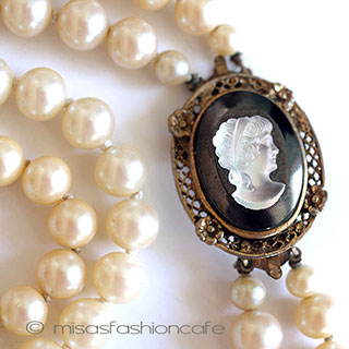 （画像用） ネックレス兼ブローチ グラスパール・カメオ