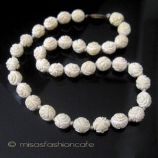 （画像用） 象牙アイボリー花ネックレス