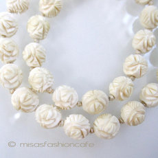 （画像用） 象牙アイボリー花ネックレス