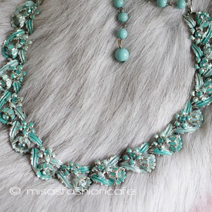 （画像用） Coro　お花ネックレス ターコイズグリーン