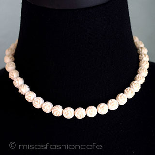 （画像用） 本象牙　アイボリー ローズ花ネックレス