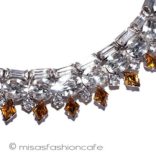 （画像用） アンティークネックレス プロング　クリスタル