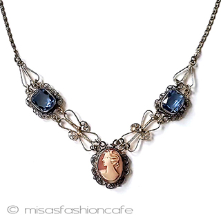 （画像用） アンティークネックレス Silver本格シェルカメオ