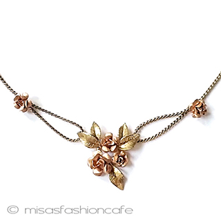 （画像用） アンティークネックレス 14Kgfローズ　Krementz