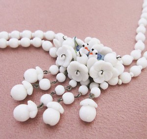 （画像用） 1点ものガラス鳥と花 　ネックレス