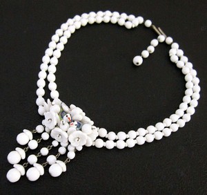 （画像用） 1点ものガラス鳥と花 　ネックレス