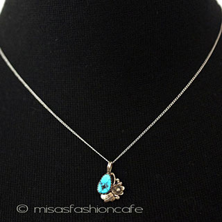 （画像用） Sterlingシルバー製お花 ターコイズ・ネックレス
