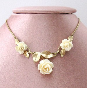 （画像用） 象牙アイボリー12K　 ローズネックレス